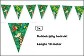 3x Vlaggenlijn Jungle 10 meter - dubbelzijdig bedrukt - verjaardag feest thema party fun dieren