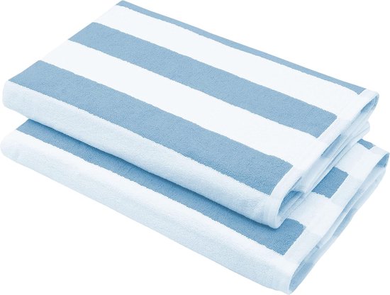 Saunahanddoek set van 2, 70x180 cm, lichtblauw-wit gestreept