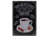 Wandbord – Morning Coffee - Koffie - Espresso - Cappuccino – Vintage - Retro - Wanddecoratie – Reclame bord – Restaurant – Kroeg - Bar – Cafe - Horeca – Metal Sign - 20x30cm