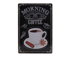 Plaque murale - Coffee du matin - Café - Espresso - Cappuccino - Vintage - Rétro - Décoration murale - Enseigne Publicité - Restaurant - Pub - Bar - Café - Traiteur - Enseigne en Métal - 20x30cm