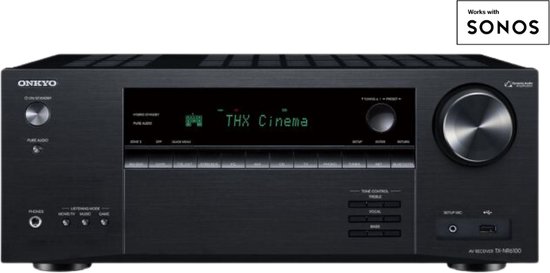 Onkyo TX-NR6100 Black AV-receiver | 7.2 | DAB+ , FM , internetradio | Bluetooth | Wi-Fi | Multiroom | Works with Sonos | DTS Play-Fi | AirPlay 2 | Chromecast | Streaming Services | 8K | HDMI 2.1 | Klipsch Optimize Mode | THX Select — afbeelding 2