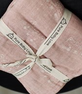 Pure Baby Love - luxe swaddle / hydrofiele doek L - 80x80 - oud roze panter