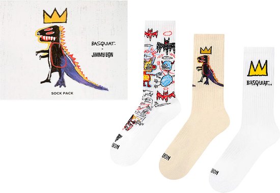 Jimmy Lion Athletic Basquiat Pack Various Unisex Sokken - Wit