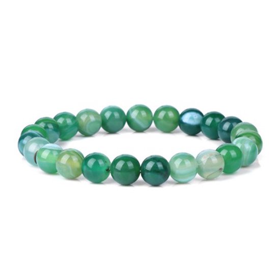 Bixorp Gems - Bracelet en pierres précieuses d'agate du Botswana / Agate vert vif - Beau bracelet vert clair clair
