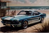 Metalen wandbord Mustang Blauw Zee - 20 x 30 cm