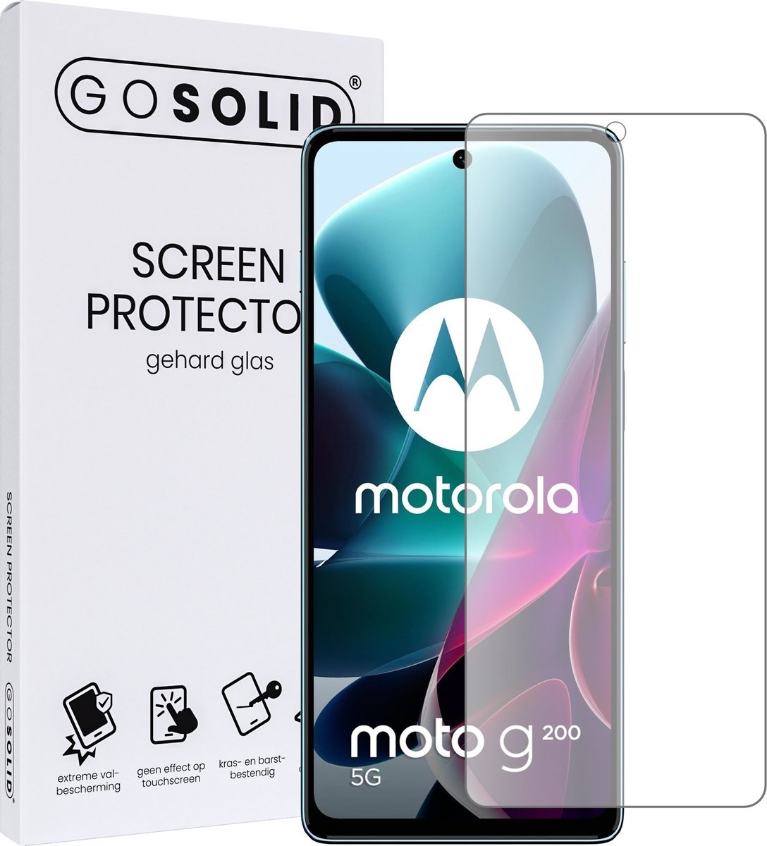 GO SOLID! ® Screenprotector geschikt voor Motorola Moto G200 gehard glas