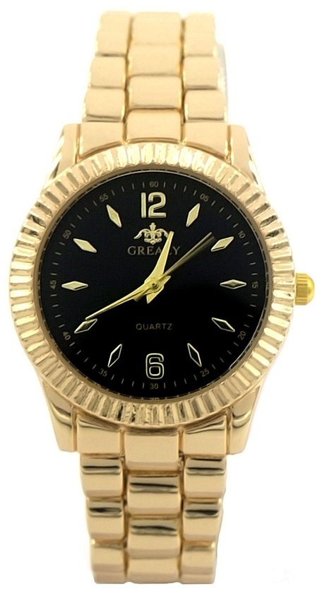 Horloge - Kast 28 mm - Metaal - Goudkleurig en Zwart