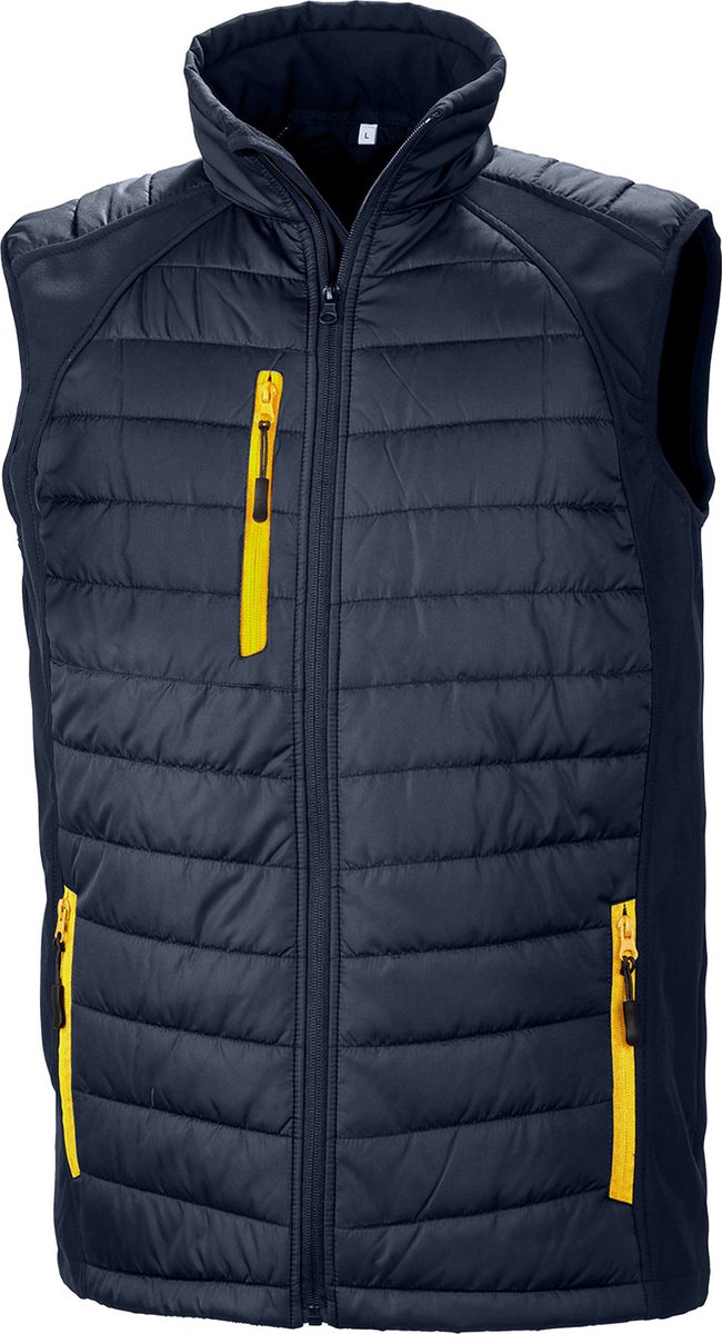Result Black compass gewatteerde softshell bodywarmer R238X - Navy / Yellow - L