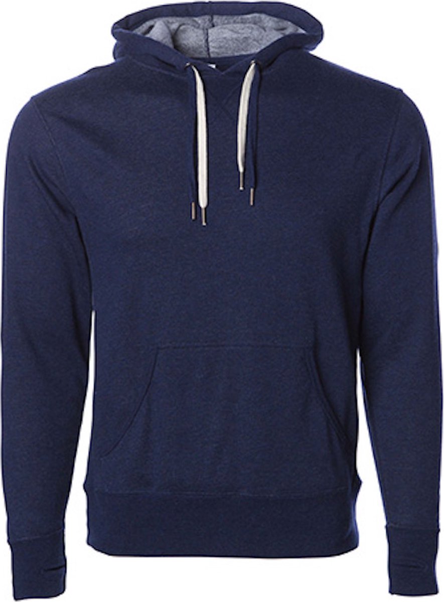 Independent Unisex Midweight French Terry Hooded Pullover Heather XXL Marineblauw