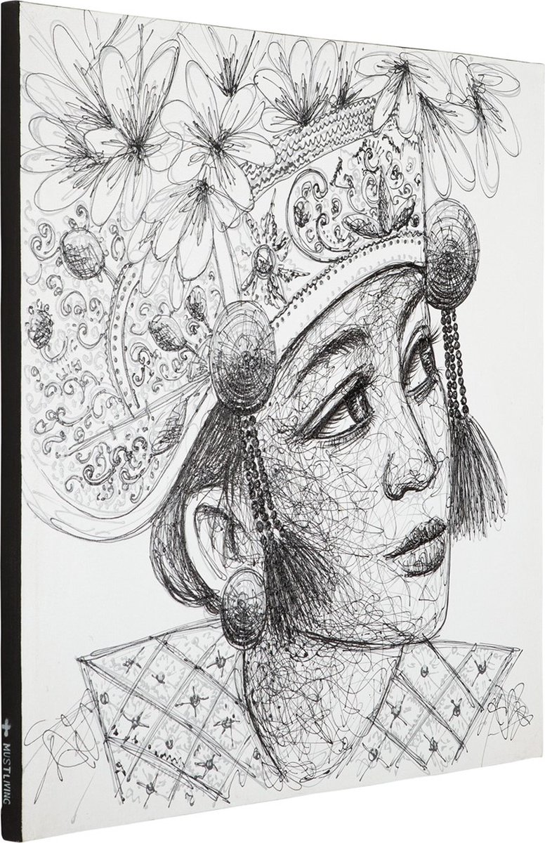 MUST Living Wanddecoratie Balinese girl Kadek schilderij canvas 100x100x100 cm