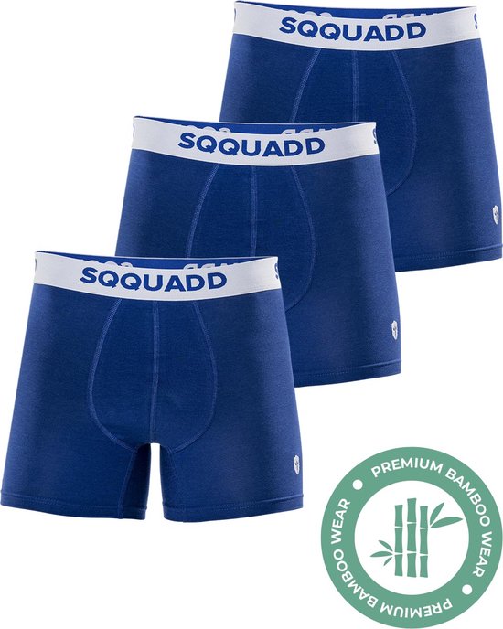 SQQUADD® Bamboe Ondergoed Heren - 3-pack Boxershorts - Maat L - Comfort en Kwaliteit - Voor Mannen - Bamboo - Blauw