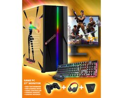 ScreenON - Complete Fortnite Gaming PC Set - X17899 - V2 ( Game PC X17899 + 27 Inch Monitor + Toetsenbord + Muis + Controller )