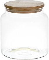 Glazen voorraadpot met houten deksel 1.9 L - Ideaal voor het opbergen van voedsel en ingrediënten in de keuken - Transparant