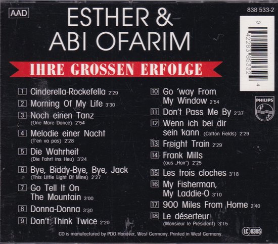 Ihre Grossen Erfolge, Esther & Abi Ofarim | Muziek | bol