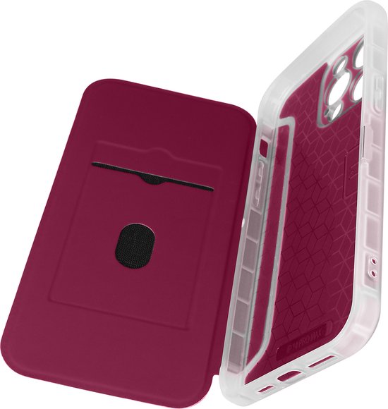 Case geschikt voor iPhone 14 Pro Max Kaarthouder Piano Book Series Bordeaux