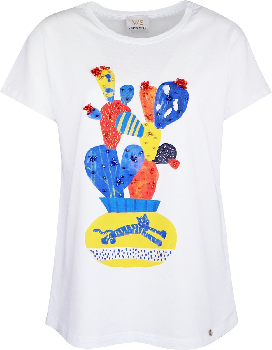 Verysimple • wit t-shirt cactus • maat S (IT42)