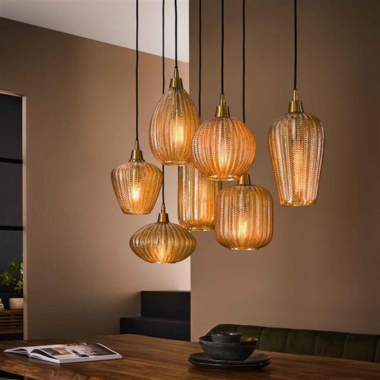Hoyz - Hanglamp Pattern 4+3 Lampen - Glass
