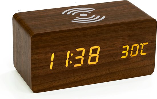 Horloge numérique - Horloge de bureau - Aspect bois - Température +  Hygromètre +... | bol