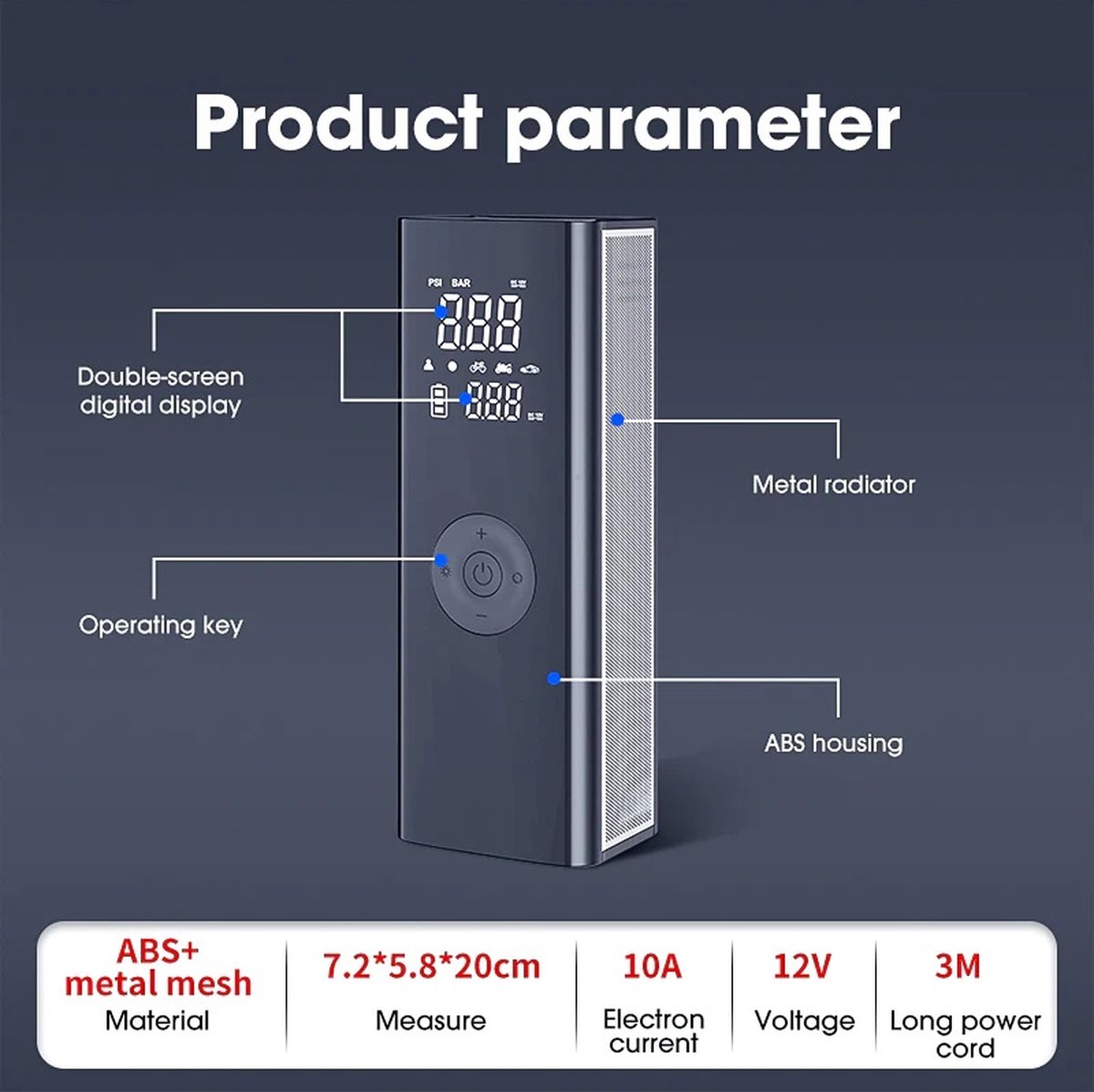 Carsun T2250 Gonfleur de pneus - Mini compresseur Power Bank - Gonflez les  Liserés de