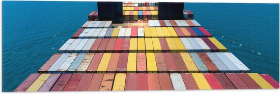 Vlag - Stapels Containers op Vrachtschip op het Water - 90x30 cm Foto ...