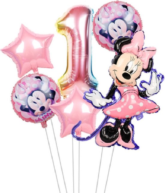 Sprankelende Minnie Mouse Ballonnen Set - Folie ballon - Minni Mouse Cijfer Ballon 1 Jaar - Minnie Mouse Cijfer Ballon Een Jaar - Verjaardag Versiering Minnie Mouse - Ballonnen Pakket Minnie Mouse - Ballonnenset Mickey Mouse - Verjaardag Baby 1 jaar