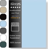 Sleeps Luxe Dubbel Jersey Hoeslaken Blauw - 190 x 220 cm - 100% Hoogwaardige Katoen - Hoge Hoek - Strijkvrij