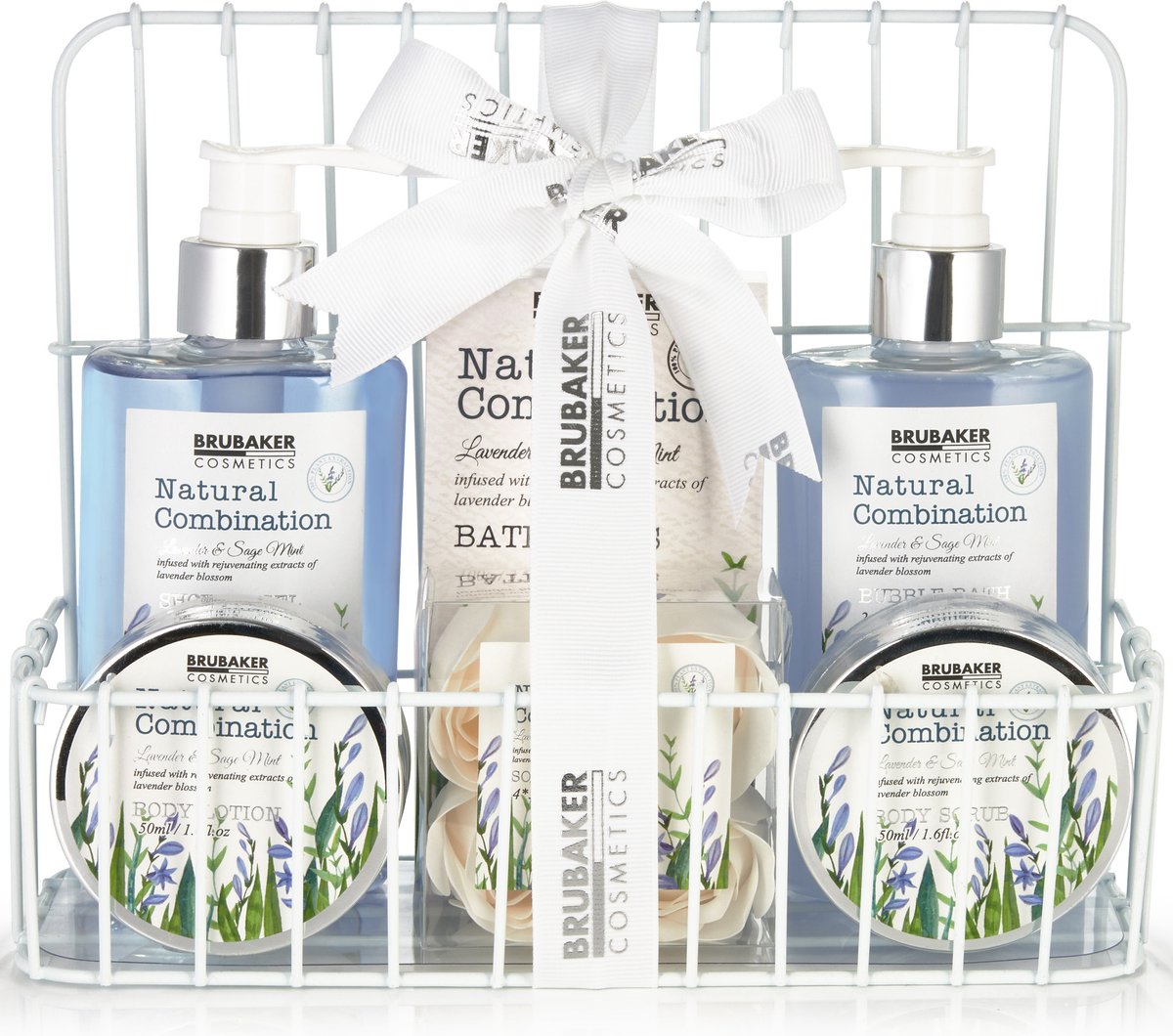 Goedkoopste BRUBAKER Cosmetics Schoonheidsverzorgingsset - Cadeautip Vrouw - Cadeau Idee -met Lavendel- en Salie-Extracten - Cadeauset Wit