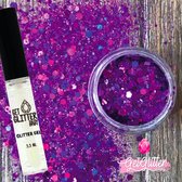 GetGlitterBaby® - Biologische / Biologisch afbreekbare Paarse Chunky Festival Glitters voor Lichaam en Gezicht Jewels / Biodegradable Face Body Glittergel - Paars en Glitter Gel HuidLijm