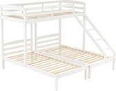 Bol.com Merax Bed voor 3 Personen 90x200 - Stapelbed met Ladder - Kinderbed - Wit aanbieding