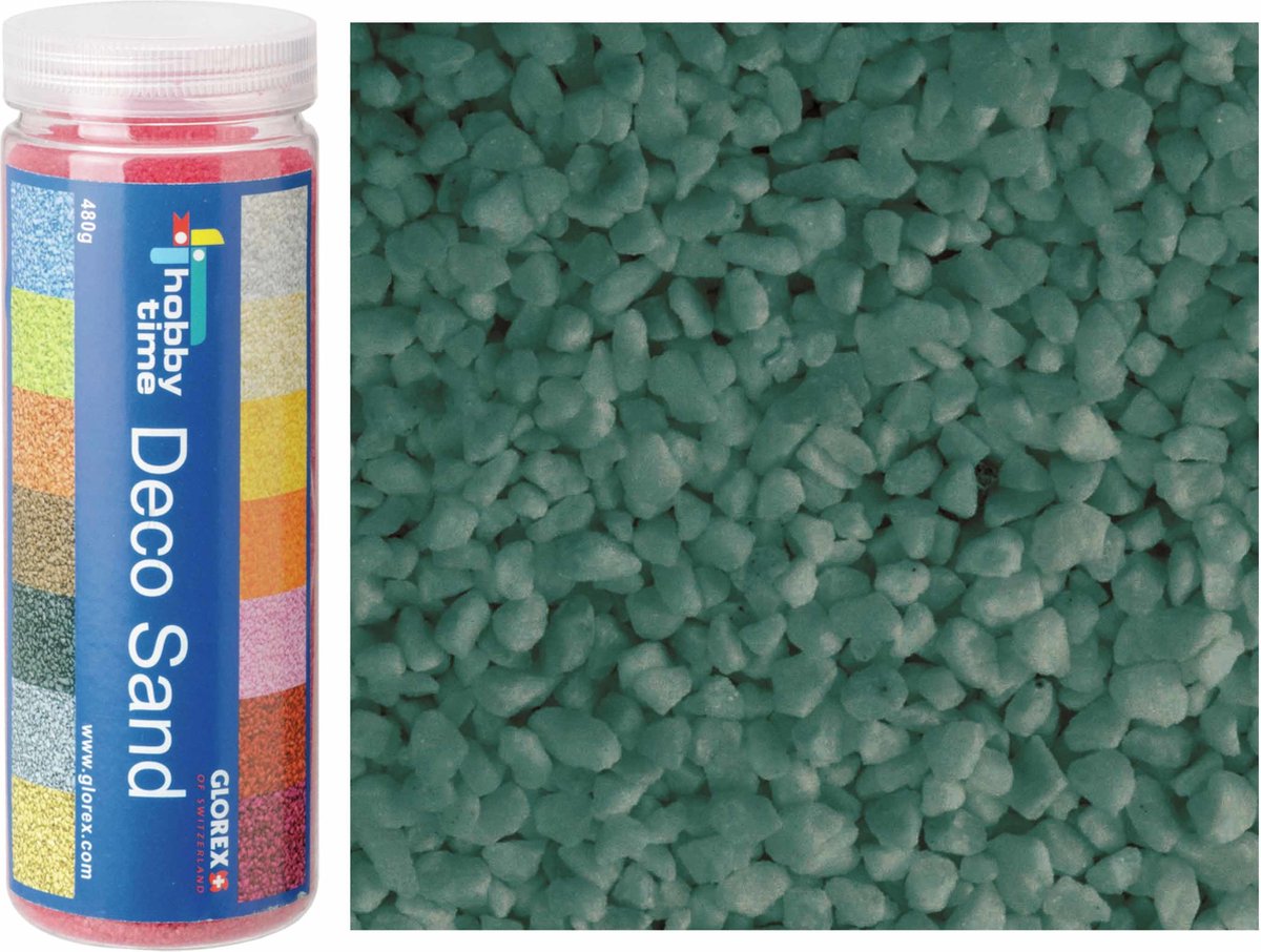 Glorex Hobby zandkorrels/kleine kiezelsteentjes - turquoise zeeblauw - 480 gram - vulmateriaal vazen/terrariums