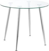 Glazen tafel Humppila rond 75x80 cm chroom en transparant