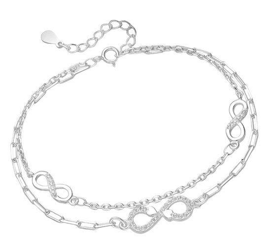 La Rosa Princesa Zilveren Dames Armband Infinity 16/20 cm Geslaagd Valentijn - Cadeau vrouw - Liefde