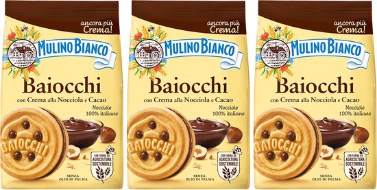 MULINO BIANCO Baiocchi - biscuits miettes à la crème de noisette et cacao  260g (1 paquet)