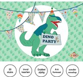 Puk Art© | Uitnodiging kinderfeestje Dino | Uitnodigingskaarten | Uitnodiging verjaardag | Uitnodiging feest | Kinderfeestje | Invulkaarten | 20 stuks