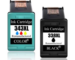 Inktcartridges Geschikt voor HP 338 / HP 343 XL | Geschikt voor HP PSC 1510, 1610, DeskJet 460, 5740, OfficeJet H470, Photosmart 2575, 2610, C3100, C3180 - multipack - Inktpatronen - inkt
