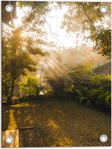 Tuinposter – Huis - Tuin - Groen - Gras - Planten - Bomen - 30x40 cm Foto op Tuinposter (wanddecoratie voor buiten en binnen)