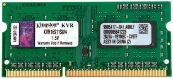 RAM geheugen Kingston IMEMD30096 KVR16S11S8/4 4 GB 1600 MHz DDR3-PC3-12800