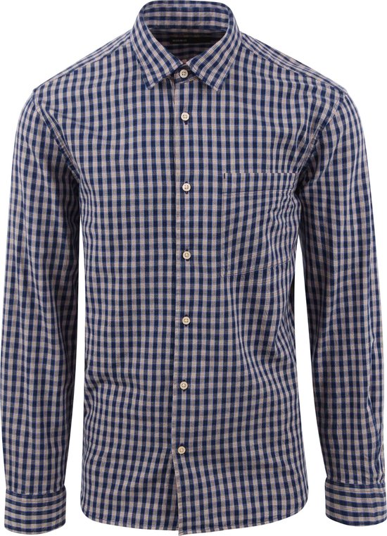 Marc O'Polo - Overhemd Ruiten Donkerblauw - Heren - Regular-fit