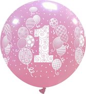1st Birthday Balloons roze XL Ballon, 80cm
