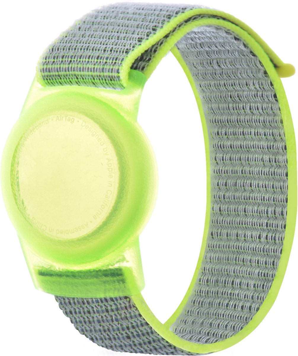 By Qubix - AirTag nylon loop bandje - S/M - Groen - Geschikt voor kinderen