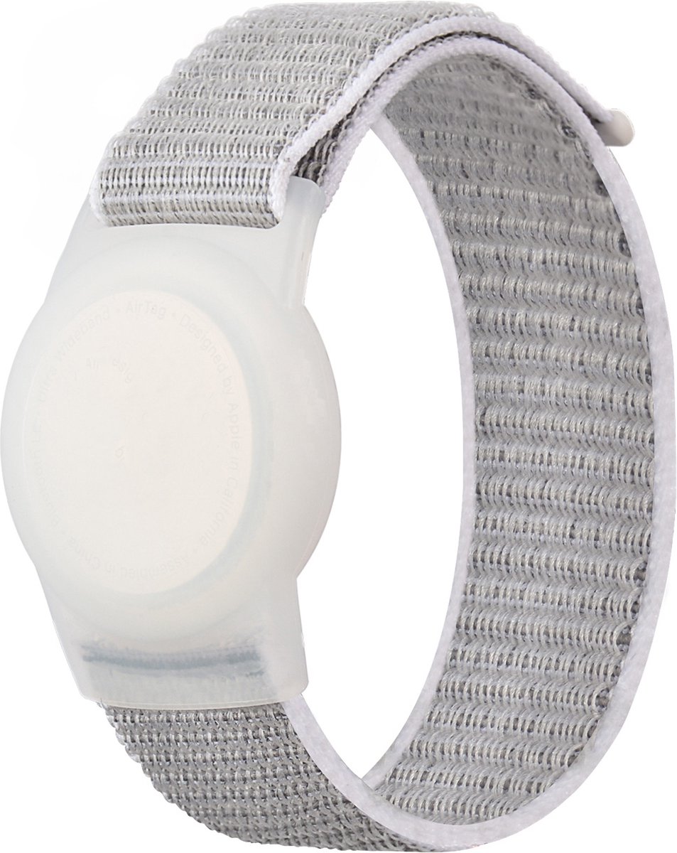 By Qubix - AirTag nylon loop bandje - S/M - Grijs - Geschikt voor kinderen