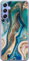 Hoesje geschikt voor Samsung Galaxy A34 - Magic marble - Soft Case - TPU - Marmer - Multi, Groen - Mooie Telefoonhoesjes