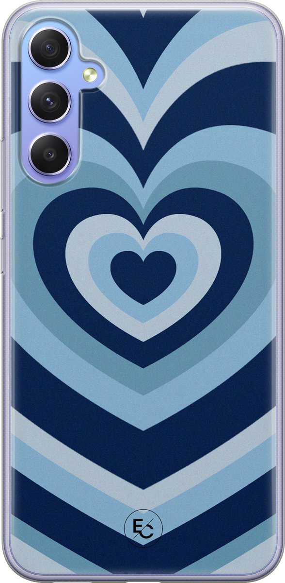 Hoesje geschikt voor Samsung Galaxy A34 - Hart blauw - Soft Case - TPU - Print - Blauw - ELLECHIQ