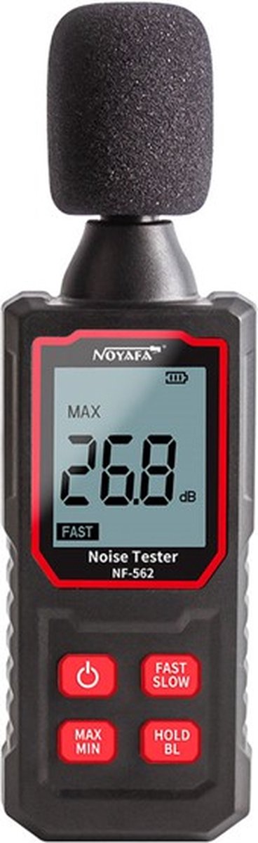 Noyafa - NF 562 - Decibelmeter - Smart Sensor -Zwart - Grijs - db meter - Geluidsmeters - Geluidsniveaumeter - 50 x 30 x 160 mm - Noyafa