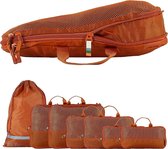 Set de compression de bouteilles en plastique recyclé, cubes d'emballage légers, ensemble sac à dos et valise (orange brûlée, ensemble de 7 pièces)
