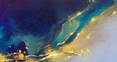 Fotobehang Golden Abstract Elements With Watercolor Texture - Vliesbehang - 312 x 219 cm
