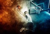 Fotobehang Basketbalspeler Maakte Een Dunk - Vliesbehang - 368 x 254 cm