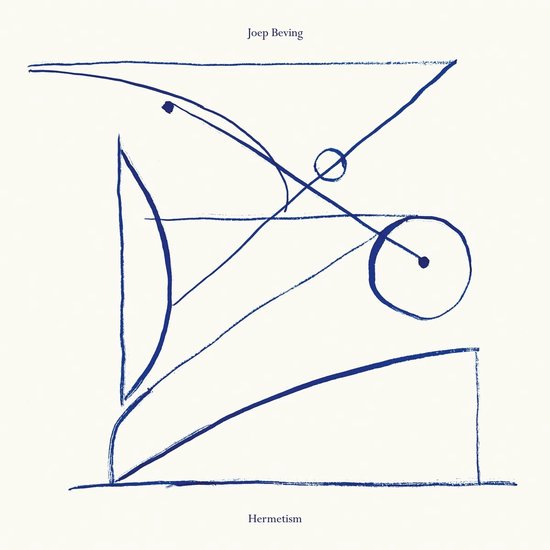 Albumhoes met abstracte, blauwe lijnen op een crèmekleurige achtergrond. Titel 'Hermetism' onderaan.