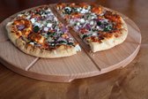 Houten serveerpizzaplad - pizzabod met groeven om te snijden en te bereiden - serveerplank hout - pizza ronde snijplank - dia. 35 cm | 34,9 cm