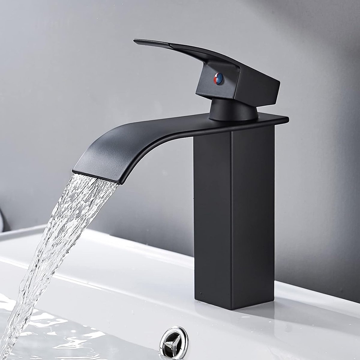 1pc Robinet De Salle De Bain À Bec En Cascade Noir Robinet - Temu Belgium